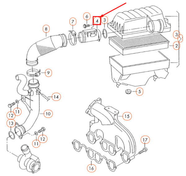 038906461C - NEW VOLKSWAGEN SHARAN 7M MK1 MASS AIR FLOW SENSOR 038906461C ORIGINAL