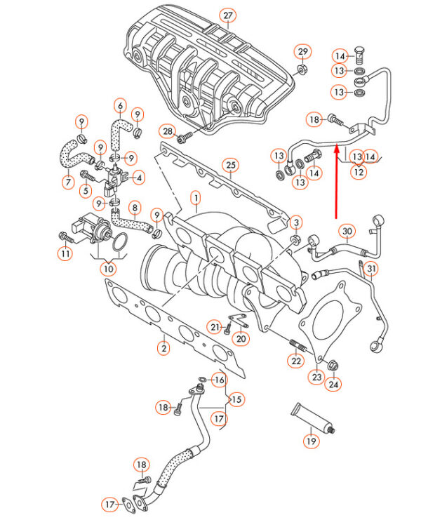 03C145140M - NEW VW PASSAT B7 OIL SUPPLY HOSE LINE 03C145140M 1 4 PETROL ORIGINAL