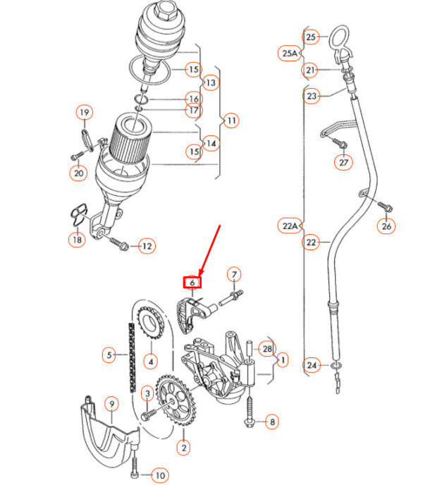 03E109507AA - NEW VOLKSWAGEN POLO 6R MK5 OIL PUMP CHAIN TENSIONER 03E109507AA ORIGINAL