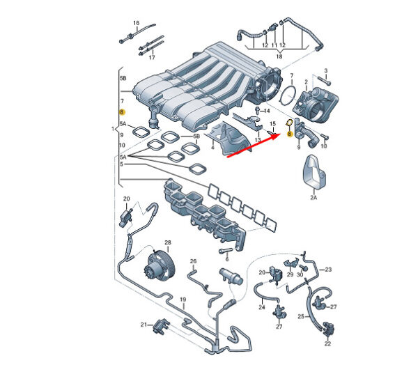 03H133237F - NEW VW TOUAREG 7P MK2 VENT HOSE SEAL 03H133237F ORIGINAL