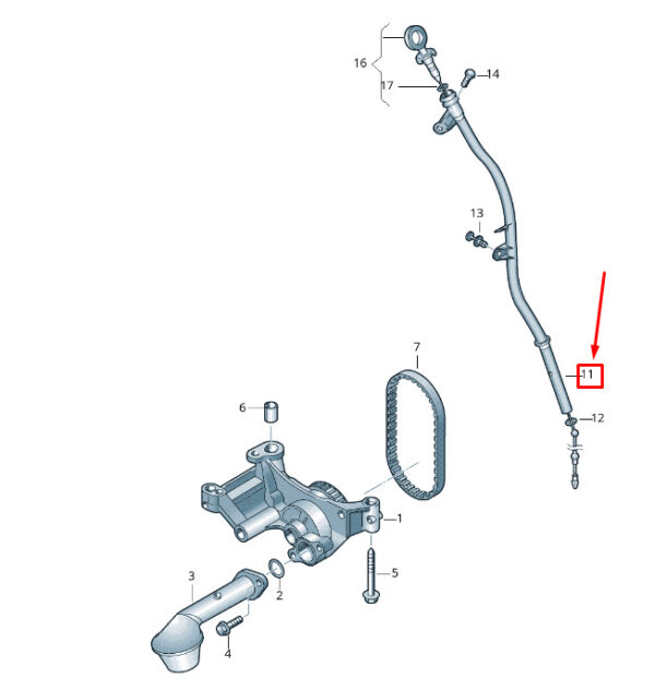 03L103634D - NEW VW TRANSPORTER VI T6 OIL DIPSTICK TUBE 03L103634D