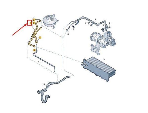 04E122447CQ - VW MULTIVAN T7 ST ENGINE COOLANT HOSE 04E122447CQ NEW GENUINE
