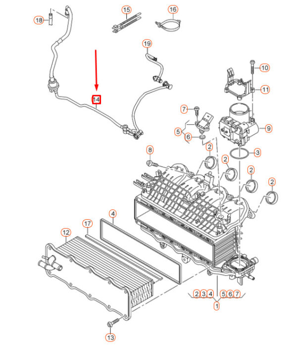 04E133366AH - NEW VOLKSWAGEN JETTA A6 INTAKE SYSTEM CONNECTING HOSE 04E133366AH