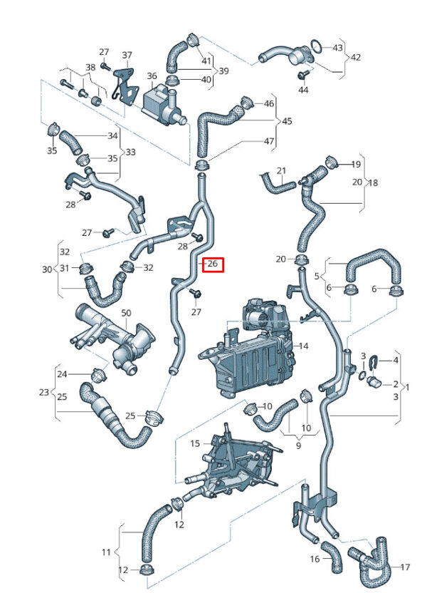 04L121397D - NEW VOLKSWAGEN MULTIVAN T7 STM STN COOLANT HOSE PIPE 04L121397D