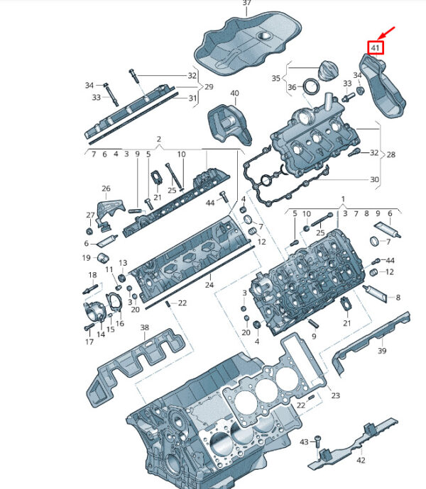 06E103981D - VW TOUAREG 7P MK2 cylinder head rear left damping 06E1039981D new original