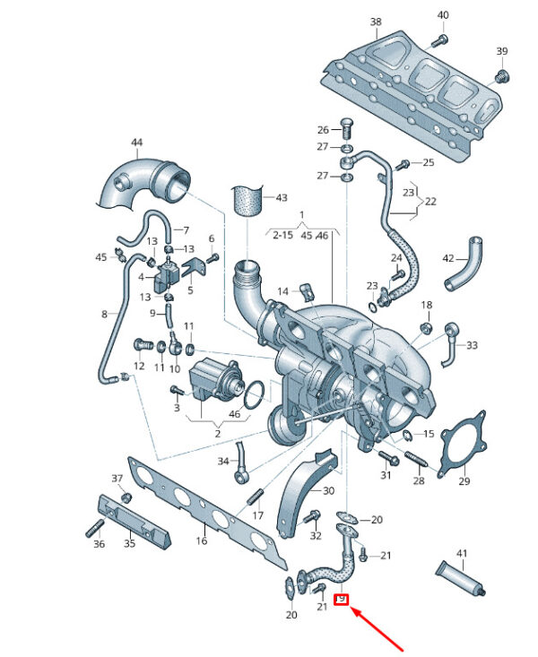 06J145735P - NEW VW TRANSPORTER VI T6 RETURN OIL PIPE 06J145735P