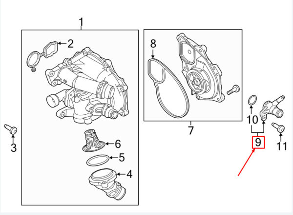 06K121132H - VW BEETLE 5C engine coolant outlet flanges 06K121132H NEW ORIGINAL