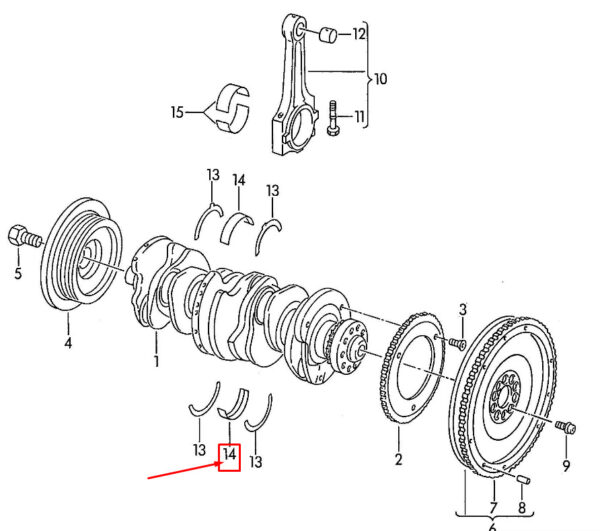 071105561A - VW TOUAREG 7P upper engine crankshaft main bearing 071105561ABLA NEW ORIGINAL