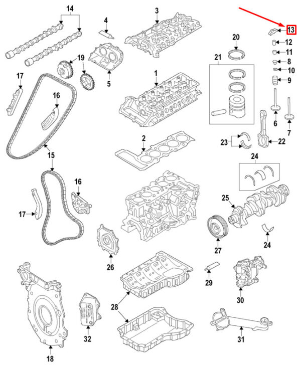 07K109417E - VW GOLF PLUS 5M engine roller rocker arm 07K109417E NEW ORIGINAL