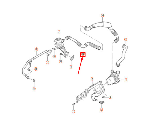 07K131127 - NEW VOLKSWAGEN BEETLE 9C SECONDARY AIR PUMP CONNECTING PIPE 07K131127