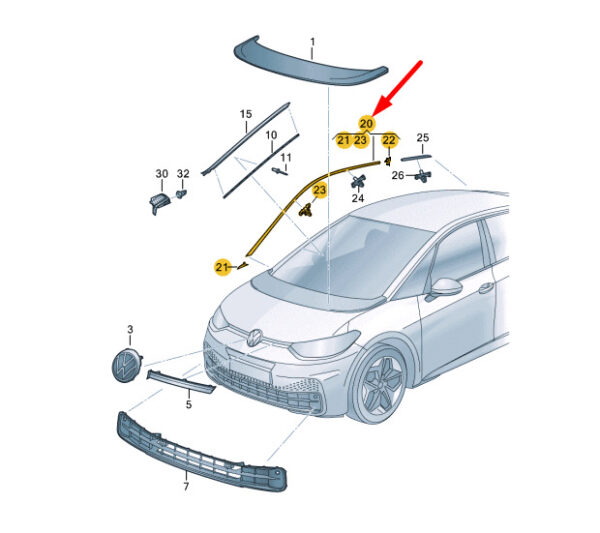 10A853701ATO8 - NEW VOLKSWAGEN ID.3 E11 LEFT ROOF CHANNEL 10A853701ATO8