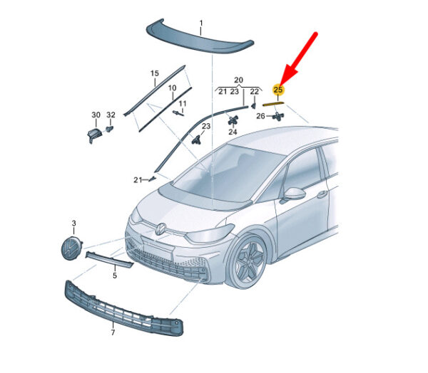10A853704ATO8 - Volkswagen ID.3 E11 Roof Strip Right 10A853704ATO8 NEW GENUINE