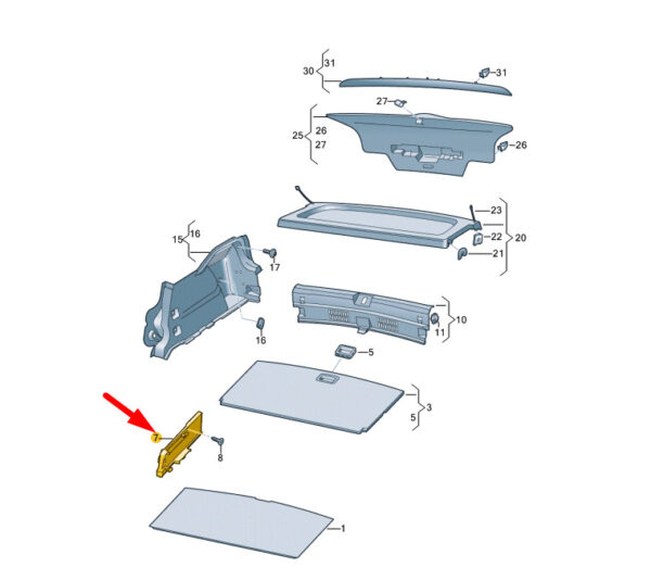 10A8588324PK - VW ID.3 Luggage Compartment Floor Right Mounting Block 10A8588324PK NEW GENUINE