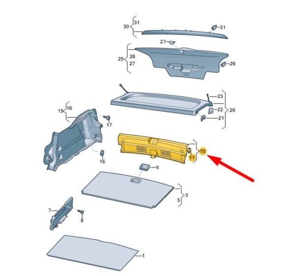 10A8634594PK - Volkswagen ID.3 E11 trunk lock carrier trim 10A8634594PK NEW