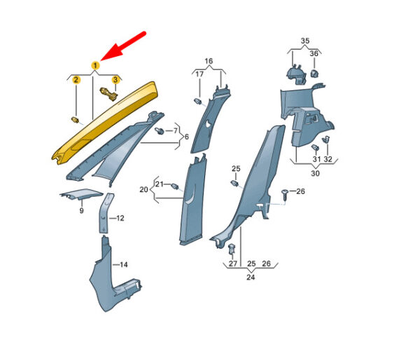 10A867234E4PK - NEW VW ID.3 E11 RIGHT UPPER A PILLAR TRIM 10A867234C4PK ORIGINAL