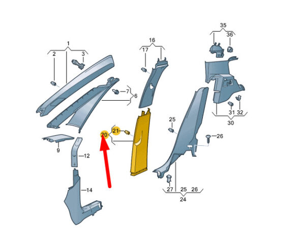 10A867291B4PK - NEW VW ID.3 E11 LEFT SIDE B PILLAR LOWER TRIM 10A867291B4PK ORIGINAL