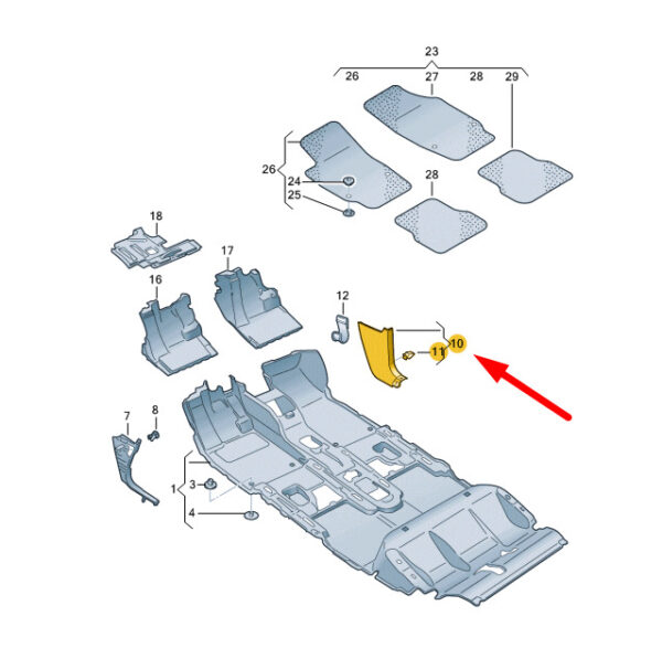 10B8634844PK - NEW VW ID.3 E11 RIGHT A PILLAR LOWER TRIM LHD 10B8634844PK ORIGINAL