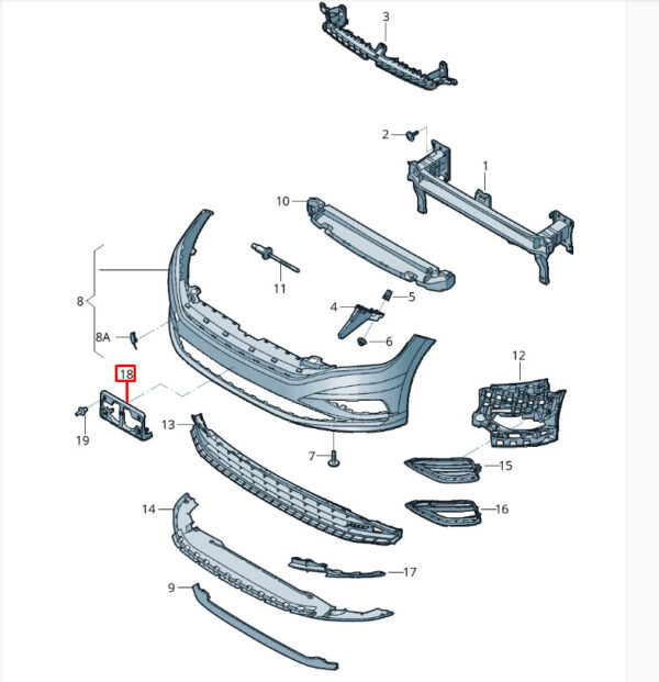 17A807287N9B9 - NEW VOLKSWAGEN JETTA MK7 FRONT LICENSE PLATE NUMBER HOLDER 17A807287N9B9