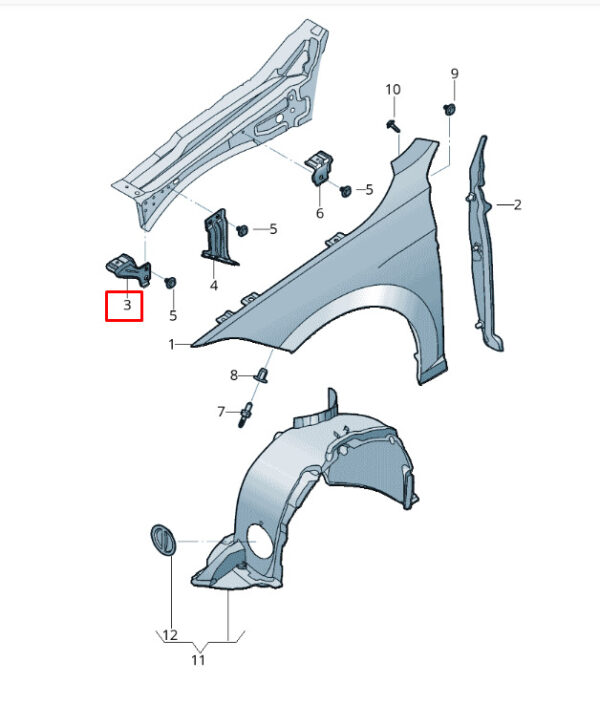 17A809472 - NEW VOLKSWAGEN JETTA MK7 FRONT RIGHT FENDER HOLDER 17A809472