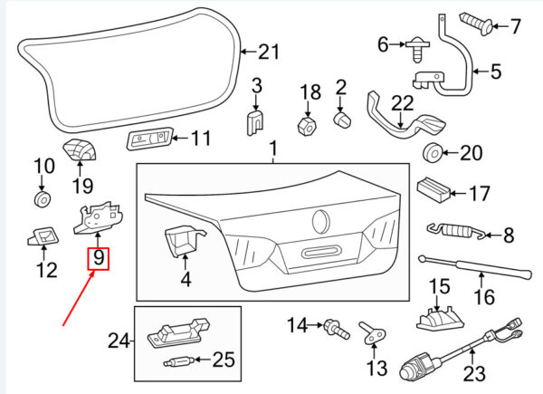 17A827505 - NEW VW JETTA MK6 16 REAR TRUNK LATCH 17A827505 ORIGINAL