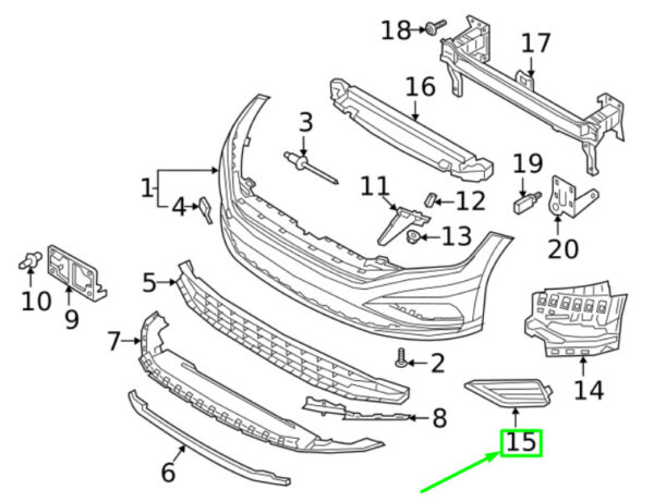17A8536659B9 - NEW VOLKSWAGEN JETTA A7 MK7 FRONT LEFT BUMPER GRILLE 17A8536659B9