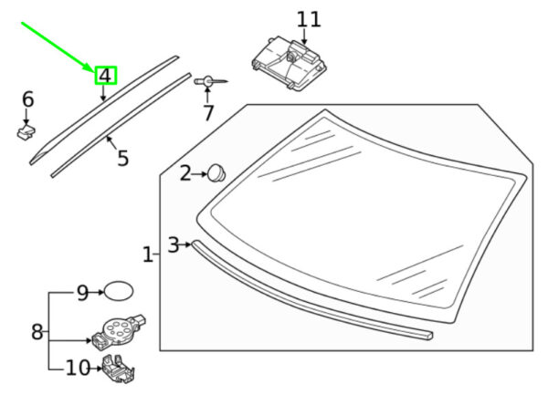 17A8543275AP - NEW VOLKSWAGEN JETTA A7 MK7 FRONT LEFT WINDSHIELD MOLDING 17A8543275AP