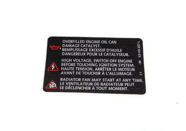 1C0010457L - NEW VOLKSWAGEN BEETLE 9C WARNING LABEL 1C0010457L