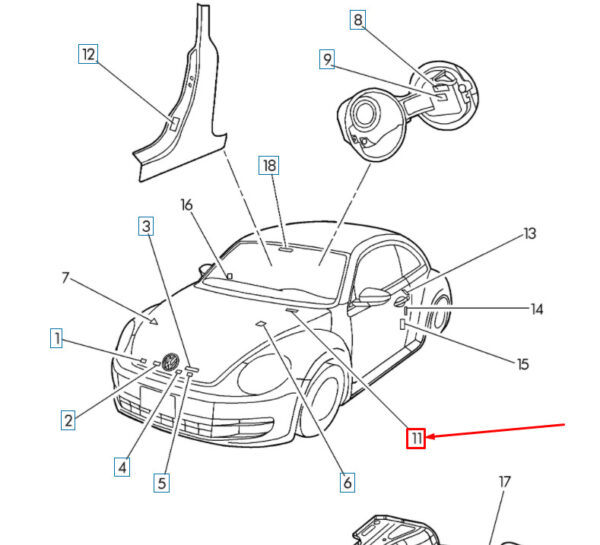 1C0010457L - NEW VOLKSWAGEN BEETLE 9C WARNING LABEL 1C0010457L