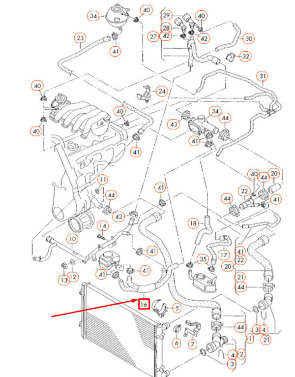 1C0121086L - Volkswagen BEETLE 9C Engine Coolant Hose 1C0121086L NEW REAL