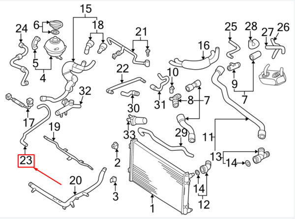1C0121447M - NEW VW BEETLE 1C FRONT UPPER ENGINE COOLANT OVERFLOW HOSE 1C0121447M ORIGINAL