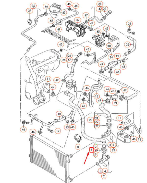 1C0122051P - NEW VW BEETLE 9C RADIATOR LOWER COOLANT HOSE 1C0122051P ORIGINAL