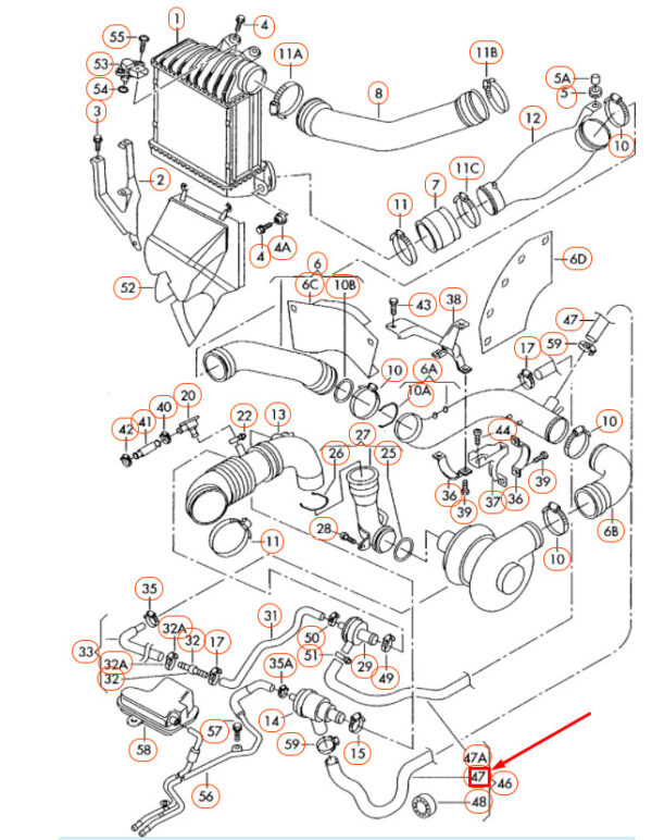 1C0145712E - NEW VW BEETLE 9C CHARGE AIR COOLER PRESSURE CONTROL LINE 1C0145712E