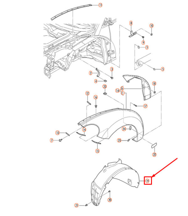 1C0809962J - NEW VOLKSWAGEN BEETLE 9C FRONT RIGHT WHEEL HOUSING LINER 1C0809962J ORIGINAL