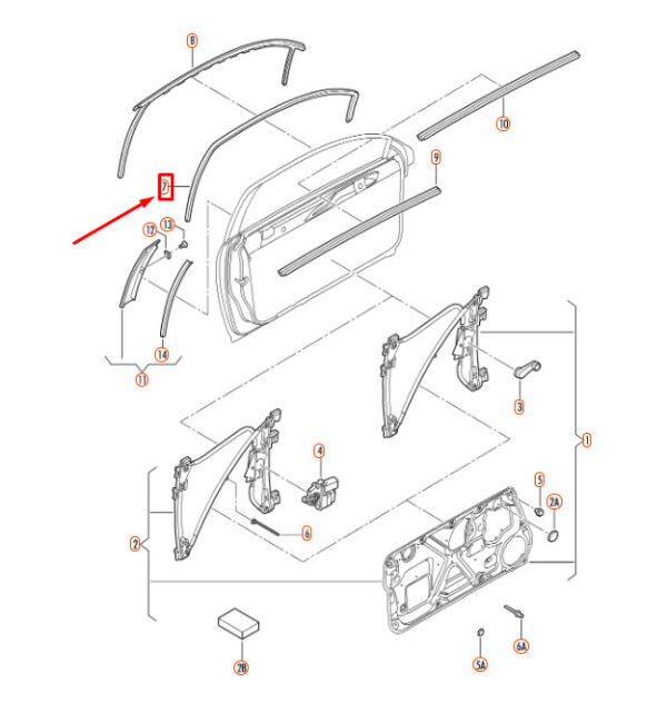 1C0837439BB41 - NEW VW BEETLE 9C FRONT LEFT INNER WINDOW CHANNEL 1C0837439BB41 ORIGINAL