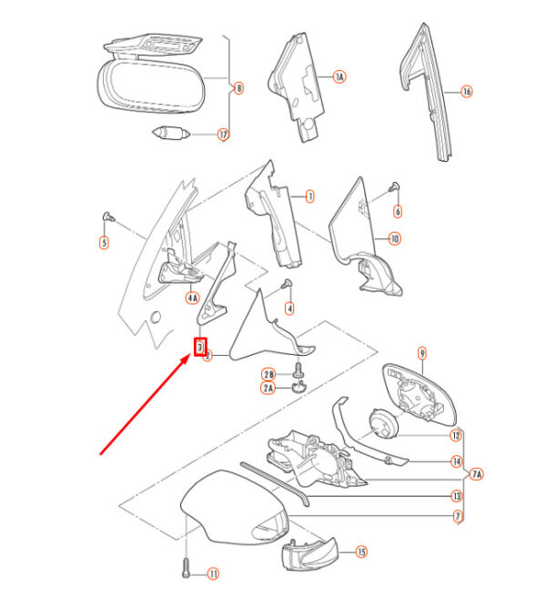 1C0853494E - NEW VW BEETLE 9C FRONT RIGHT DOOR EXTERIOR MIRROR ADAPTER 1C0853494E