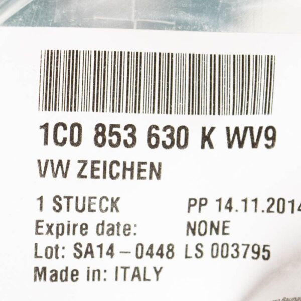 1C0853630KWV9 - VW NEW BEETLE 9C1 Rear Tailgate Trunk Emblem Badge 1C0853630KWV9 NEW GENUINE