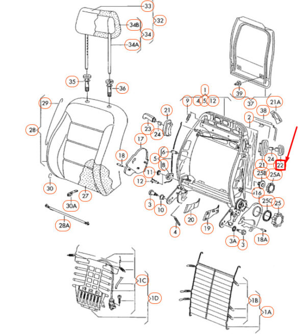 1C0881633AB41 - VW BEETLE 9C Front Left Seat Back Release Handle 1C0881633AB41 NEW GENUINE