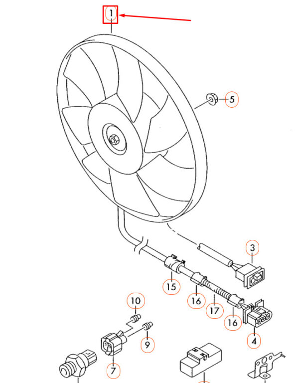 1C0959455C - Volkswagen NEW BEETLE 9C radiator fan 1C0959455C NEW ORIGINAL