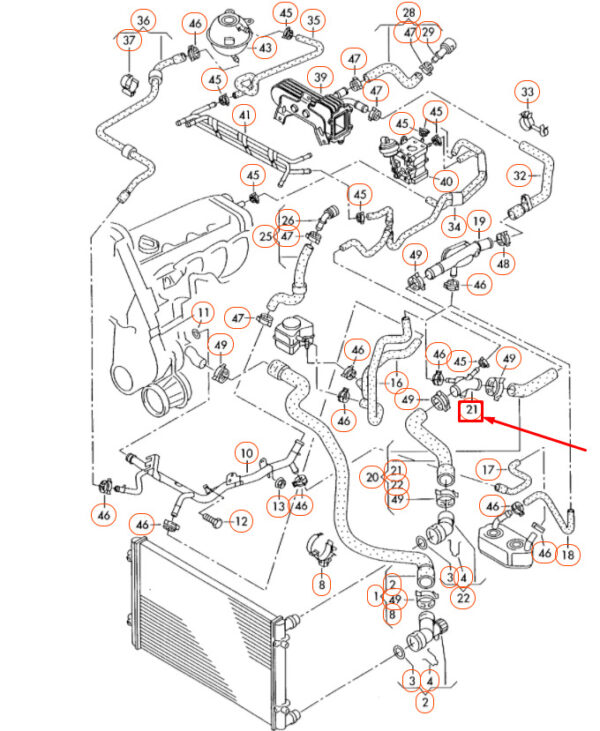 1J0121087C - NEW VOLKSWAGEN BEETLE 9C COOLING HOSE CONNECTOR DEALER 1J0121087C ORIGINAL