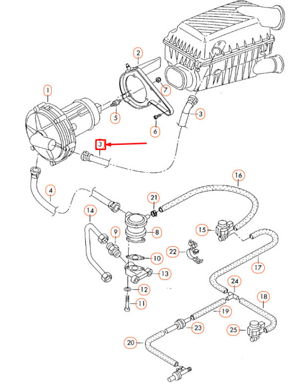1J0131128 - NEW VOLKSWAGEN BEETLE 9C SECONDARY AIR PUMP HOSE 1J0131128