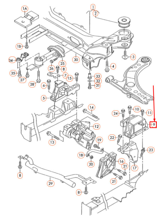 1J0199555BR - NEW VOLKSWAGEN BEETLE 9C LEFT GEARBOX MOUNT 1J0199555BR