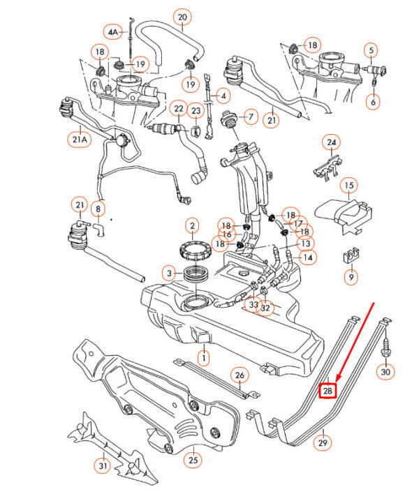 1J0201653J - NEW VOLKSWAGEN BEETLE 9C FUEL TANK LEFT TENSIONING STRAP 1J0201653J