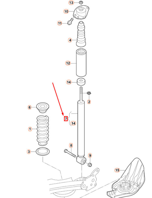 1J0513025DA - NEW VOLKSWAGEN BEETLE 9C REAR GAS SHOCK ABSORBER 1J0513025DA OEM