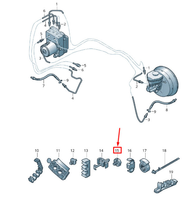 1J0611853 - VW Touareg 7P MK2 spacer sleeve for front brake line 1J0611853 NEW ORIGINAL