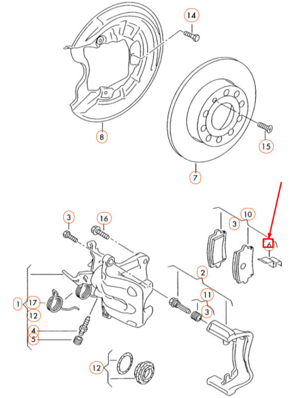1J0615231A - VW POLO 6R MK5 retaining clip for rear disc brake 1J0615231A NEW ORIGINAL