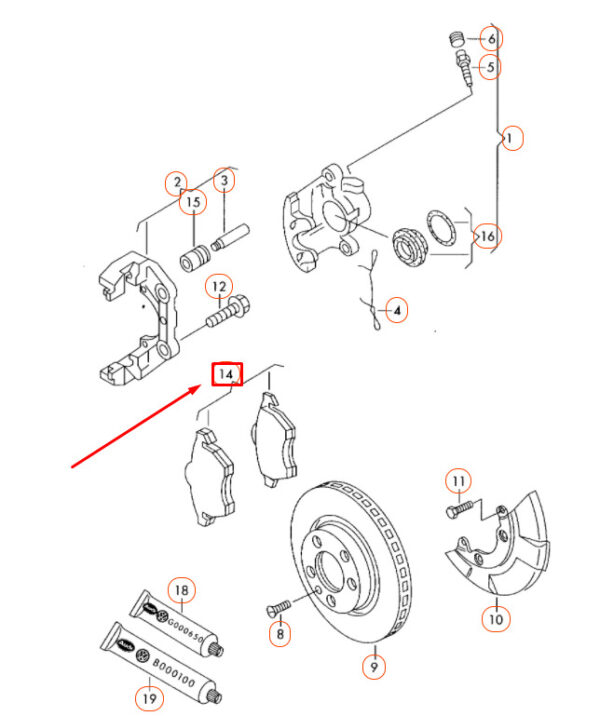 1J0698151M - NEW Volkswagen Beetle 9C Front Brake Pad Set 1J0698151M OEM