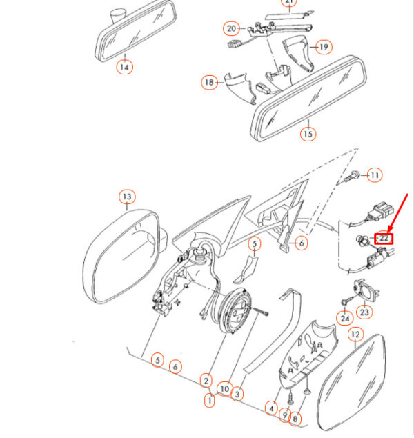 1J0857520A01C - NEW VW BORA 1J A4 FRONT EXTERIOR MIRROR SETTING KNOB 1J0857520A01C ORIGINAL