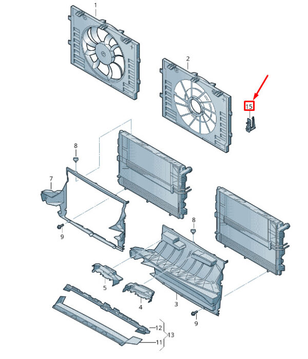 1J0971830H - NEW VW TOUAREG 7P MK2 COOLER AIR HOUSING - CONNECTION CLASS 1J0971830H ORIGINAL