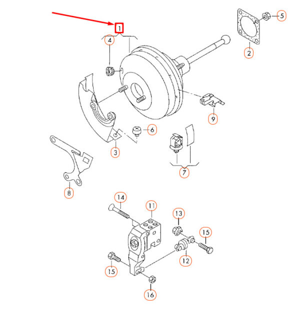 1J1614106J - Volkswagen BEETLE 9C Brake Servo LHD 1J1614106J NEW GENUINE