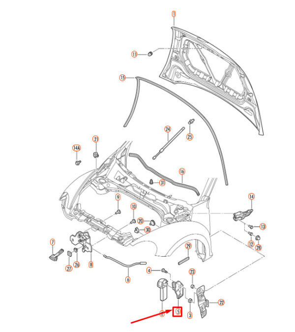 1J1823633A - NEW VOLKSWAGEN BEETLE 9C HOOD RELEASE HANDLE ARM 1J1823633A ORIGINAL